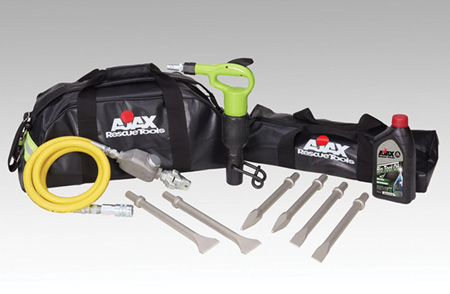 Ajax Rescue Tools is committed to offering excellent products that perform at the highest level, helping offer the rescue technician the best opportunity for a successful rescue or extrication. Their CONFINED SPACE BREACHING HAMMER KIT is designed to offer quick vertical or horizontal access through various grades of concrete and stone.