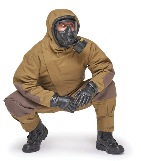 For a reusable chembio suit that can withstand harsh environments, choose GORE’s breathable RUGGEDIZED CLASS 3 SUIT made with GORE® CHEMPAK® selectively permeable fabric. These suits deliver durable NFPA 1994, Class 3R, 4R, and NFPA 1992 protection even after exposure to field contaminants; excellent mobility in hazardous conditions because of highly durable, form-fitting design; and longer mission times due to lower heat stress.