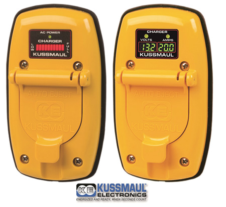 The new Kussmaul SUPER AUTO EJECT DELUXE COVER incorporates the Auto Eject and Indicator in one package. Built for severe duty and designed to meet IP 65, the cover is sealed against the elements with a molded rubber gasket. The Deluxe Cover has a lid that opens 180°, allowing the user easy access when plugging in the shoreline. They are available in Digital or Bar Graph display and are proudly designed and manufactured in the USA. Comes with a three-year warranty. 