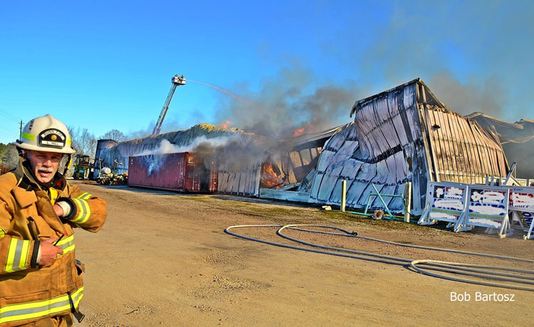 Fire chief on scene at a major warehouse fire