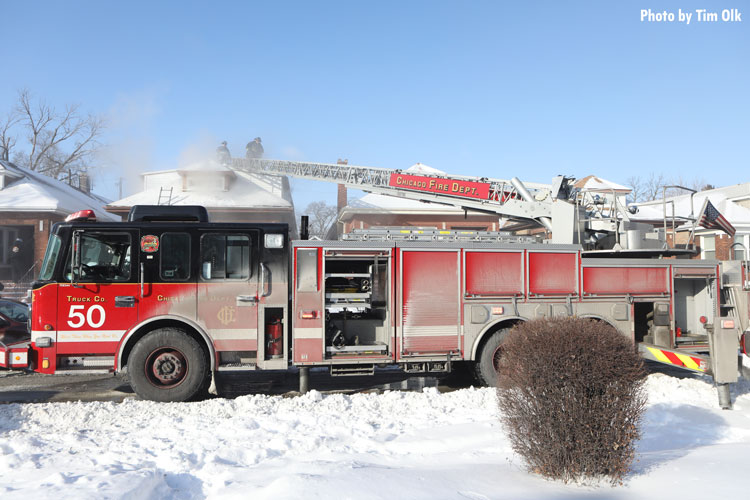 Chicago fire truck in the cold