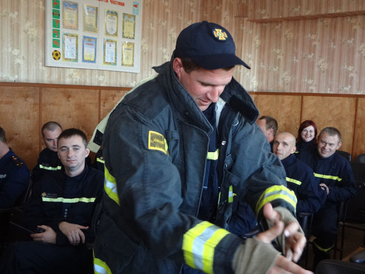 Firefighter wearing turnout gear