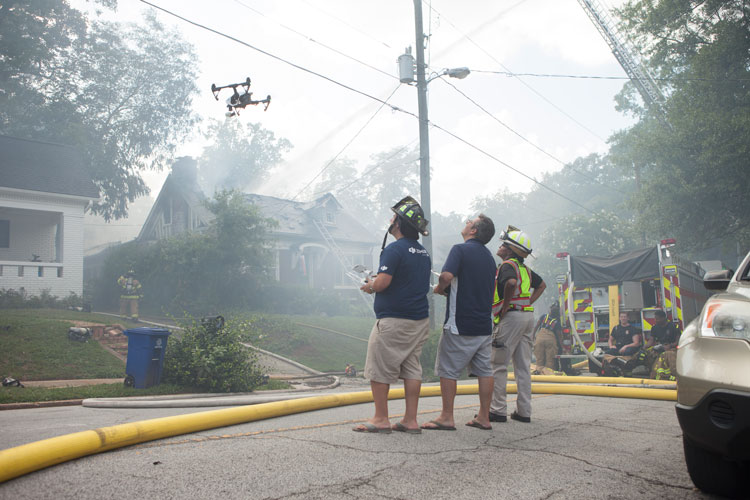 Drone at house fire