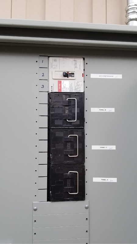 When securing utilities, pay special attention to the type of disconnecting means. This electrical service has two types of disconnects, breakers and pull-out fuses. It also uses the “six-handle rule,” meaning that each breaker or pull-out is a separate main. (Photo by author.)