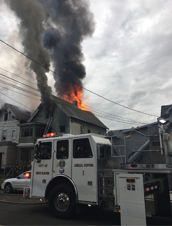 Difficult stretches to the top floor may be facilitated by stretching a dry line. (Photo by Luis Ortegon.) 