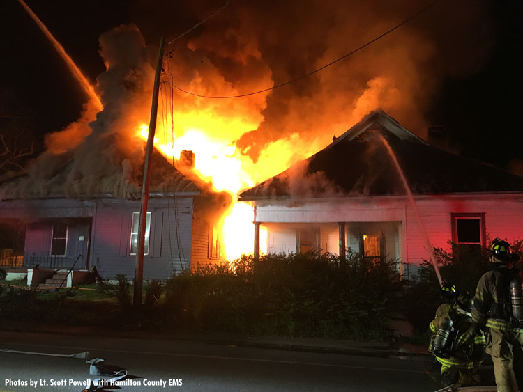 Firefighters at a house fire