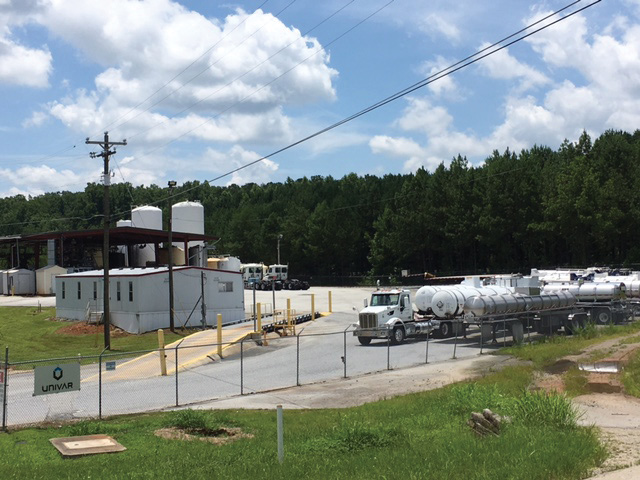  A chemical storage and transport facility is located near a railyard.