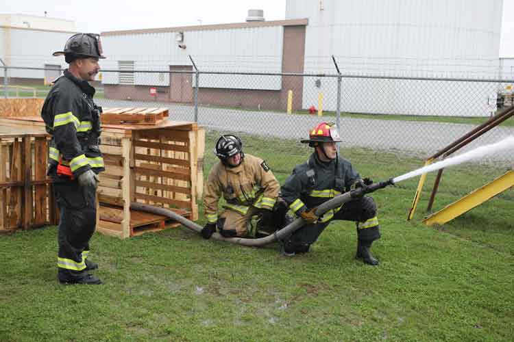 Firefighters training on hoselines