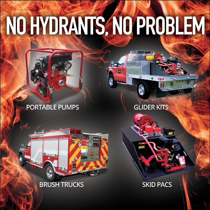 CET manufactures portable pumps, skid units, brush trucks and more to allow fire departments to Adapt, Improvise & Extinguish fire in almost any scenario where hydrants are scarce and static water resources maybe all you have to work with. CET- providing fire ground solutions since 1908!
