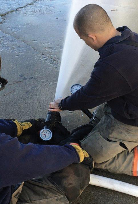 (1) Firefighters should flow test their equipment to ensure they know exactly what they are flowing with their pump, hose, and nozzles. (Photos by author unless otherwise noted.)