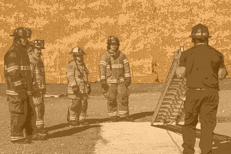 Firefighters on the training ground