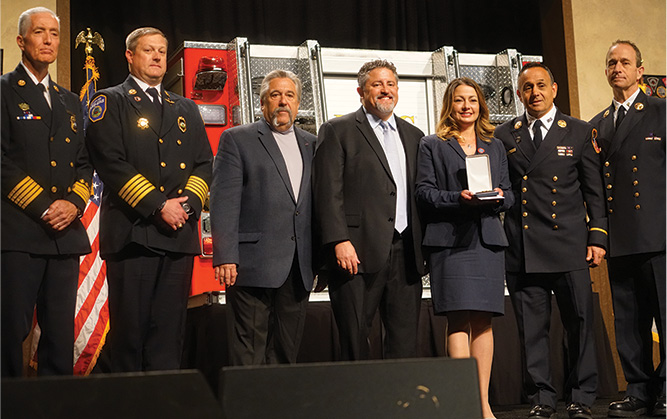 Lieutenant Bradford T. Clark of Hanover County (VA) Fire-EMS was honored posthumously with the 2019 Ray Downey Courage and Valor Award at Opening Ceremony Day 1 on April 10.