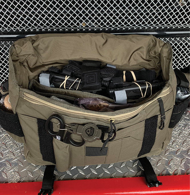 Despite its small size, the bag can carry a significant amount of equipment, including multiple tourniquets.