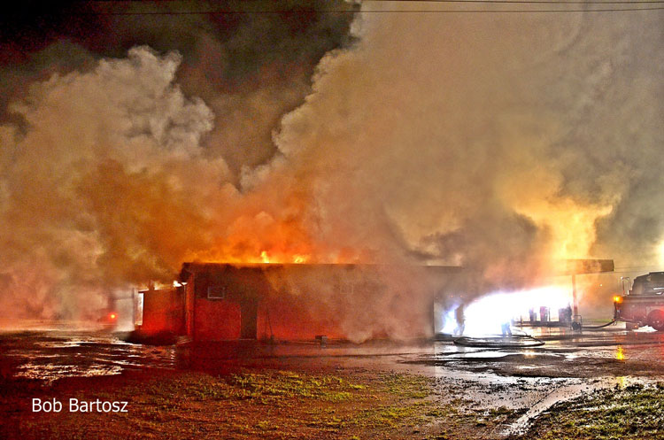 Fire in a single-story commercial building