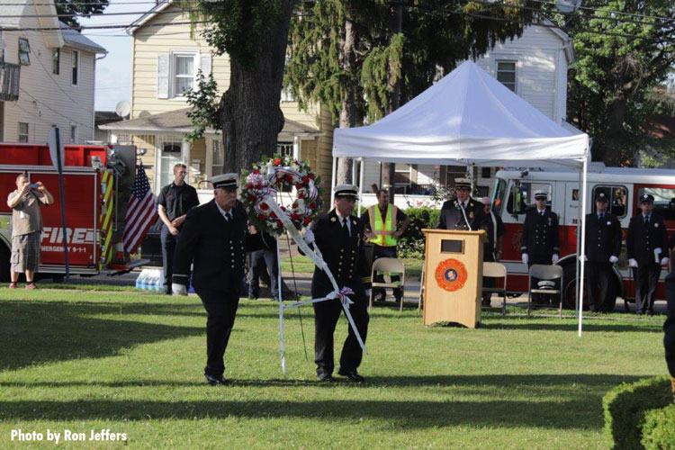 Wreath brought forward to honor fallen Hackensack firefighters