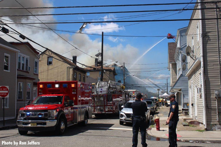 Fire and police units at a Paterson fire