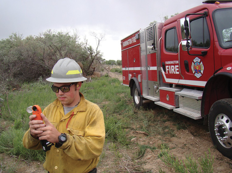 You can check wind speed, temperature, and relative humidity on scene with an all-in-one digital instrument.