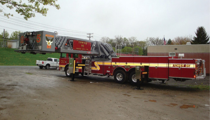 Shown here is the distance from the platform to the vehicle with the device at a 90° angle to the chassis and 0° of elevation.  