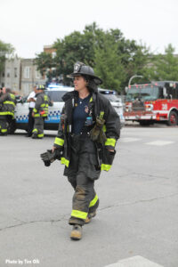 A Chicago firefighter on scene at the building collapse.