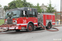 A Chicago fire engine at the scene.