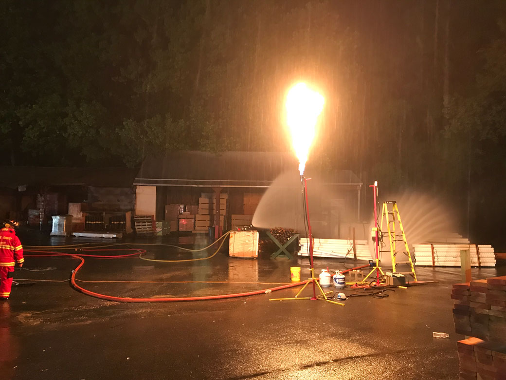 Propane leak being flared off