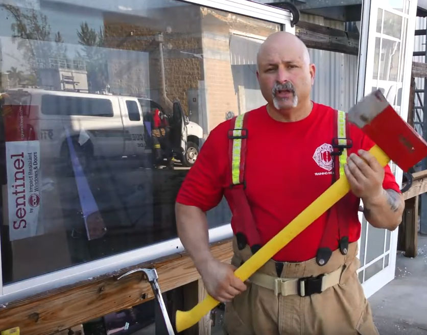 MDFR's Eddie Alarcon discusses the different methods of forcible entry on basic impact glass.