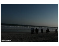 A shot of the beach during water rescue operations in Queens, New York.