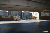 A view of the parking garage.