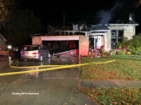 A view of the structure after the fire was controlled.