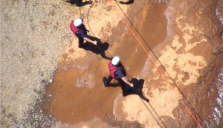 Assisting with technical water rescue training near Arden Ponds, Arden, California.