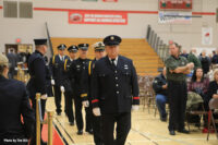 Firefighters enter the memorial area