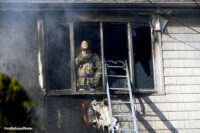 Firefighter at the scene of the fire.