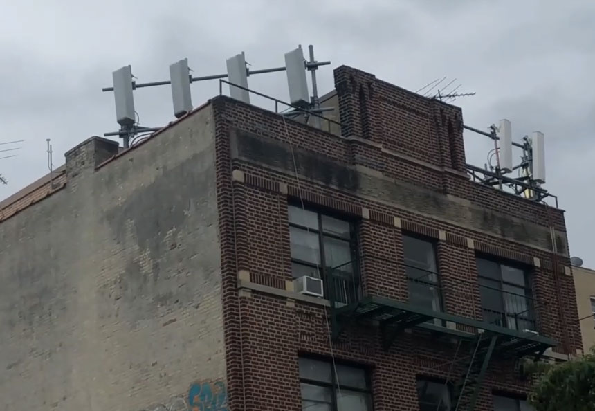 Cell equipment atop a building