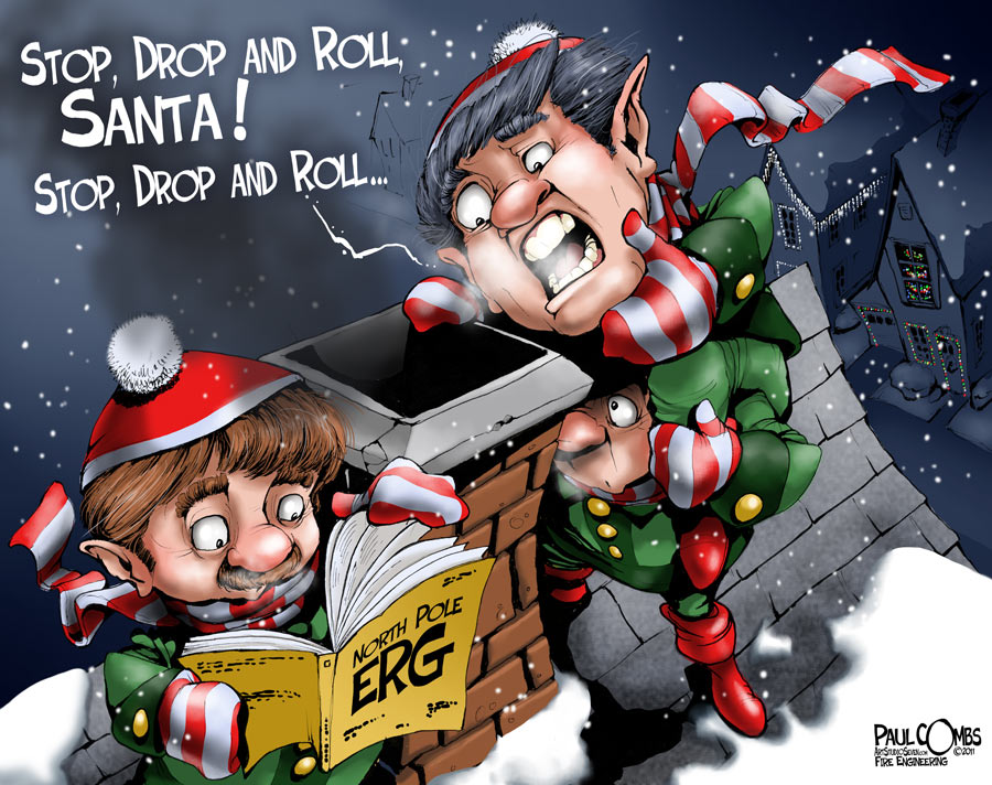 Stop, drop, and roll Santa by Paul Combs