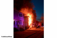 A view of the fire building and exposure.