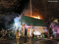 The fire tore through a single-story structure that had several businesses.