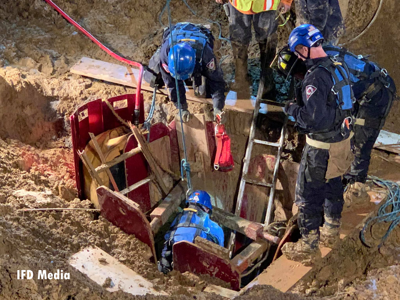 Indianapolis Collapse Rescue team responded Tuesday to a trench collapse.