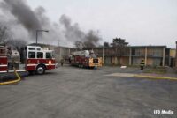 Fire apparatus at vacant motel fire in Indiana