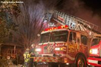 Fire truck at scene of house fire