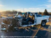 A view of one of the vehicles involved in the accident