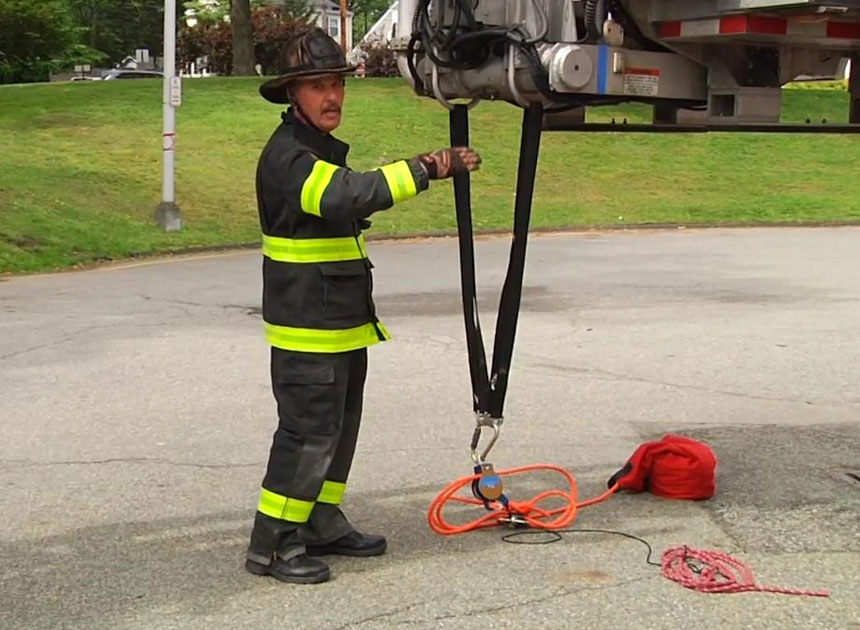 Mike Ciampo with tower ladder