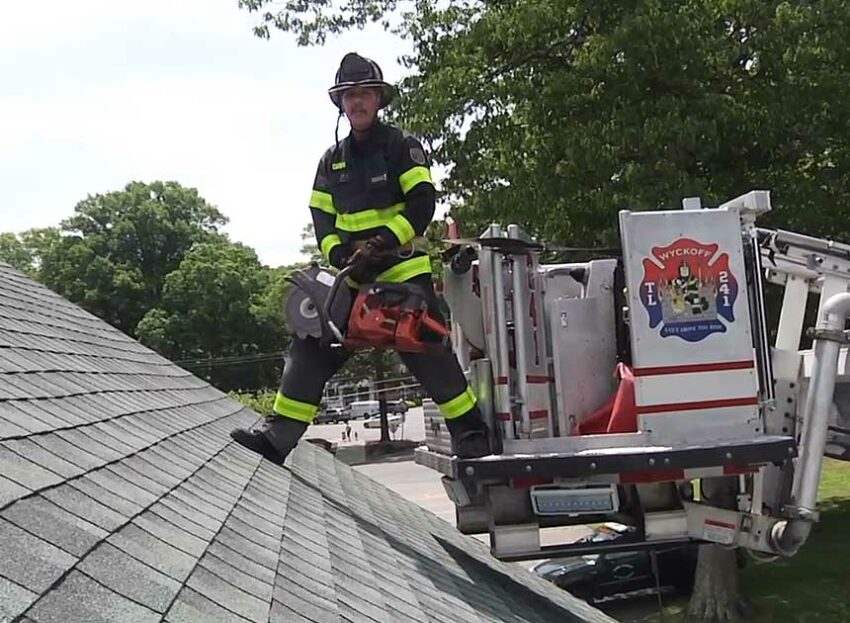 Mike Ciampo on cutting from the tower ladder bucket