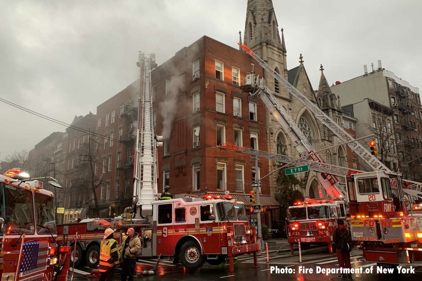 FDNY fire apparatus on scene of Manhattan fire