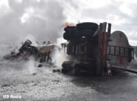 Another view of the destroyed tanker and debris field