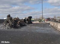 A view of the destroyed tanker