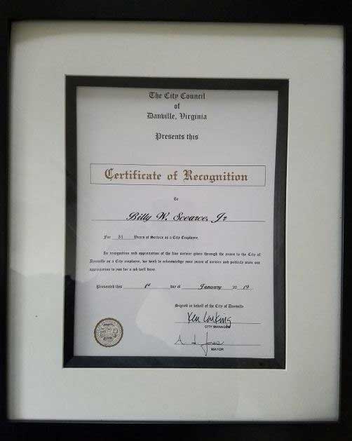 Certificate of Recognition