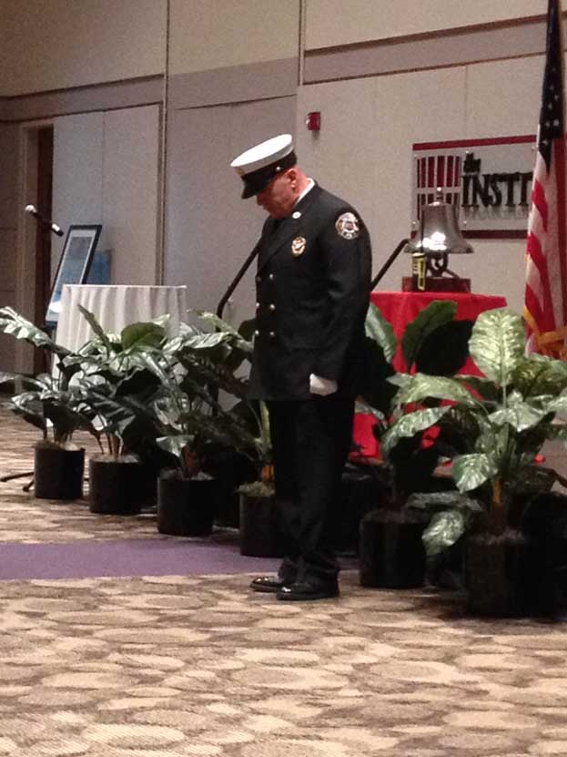 Firefighter during bell ceremony