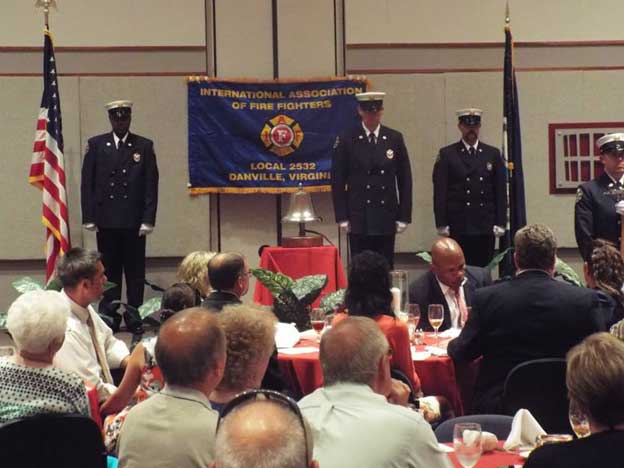 Firefighters during bell ceremony