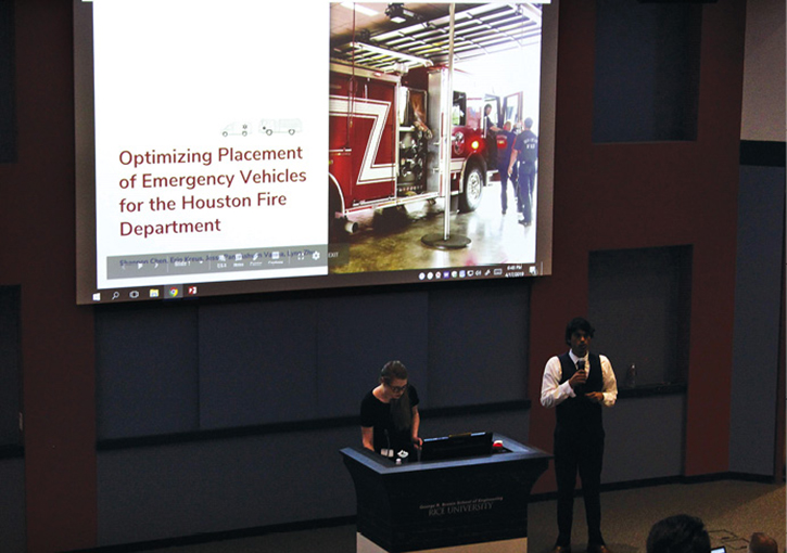 Rice University Data-to-Knowledge (D2K) Lab students assigned to the Houston (TX) Fire Department win first place and cash prizes during the D2K Learning Lab Showcase for their apparatus placement study. They later presented to the Houston City Council’s Public Safety Committee in August 2019.