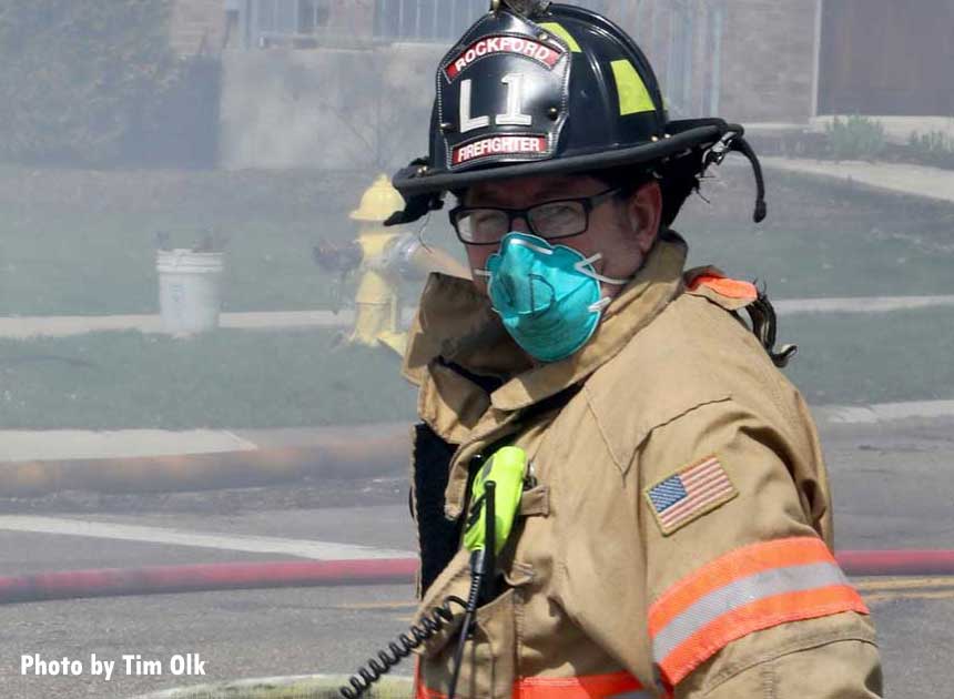 Firefighter in mask